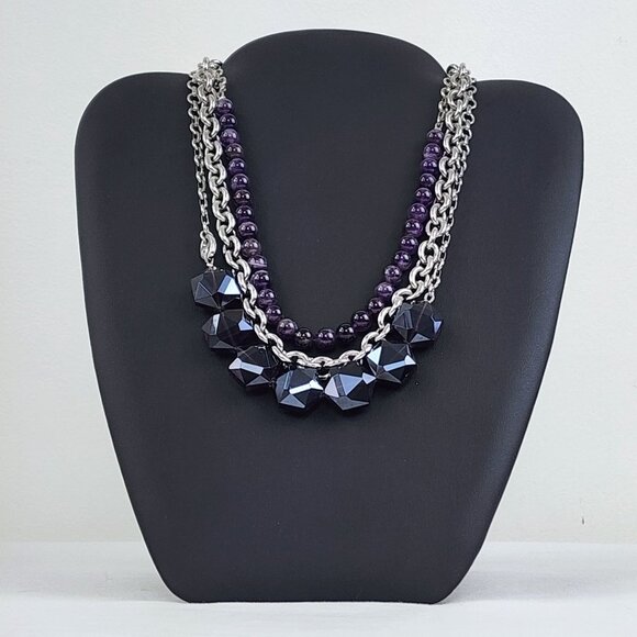 Lia Sophia Layered Amethyst Convertible 5 pc Necklace Sterling Silver - Picture 1 of 16